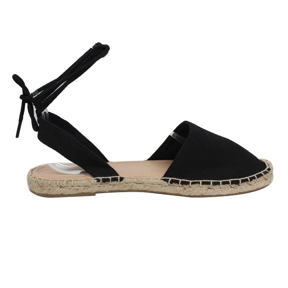 Black Crochet Espadrilles Lace Up Ankle Strap - Picture 4 of 6